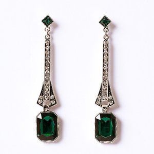 Vintage Art Deco Style Faux Emerald earrings